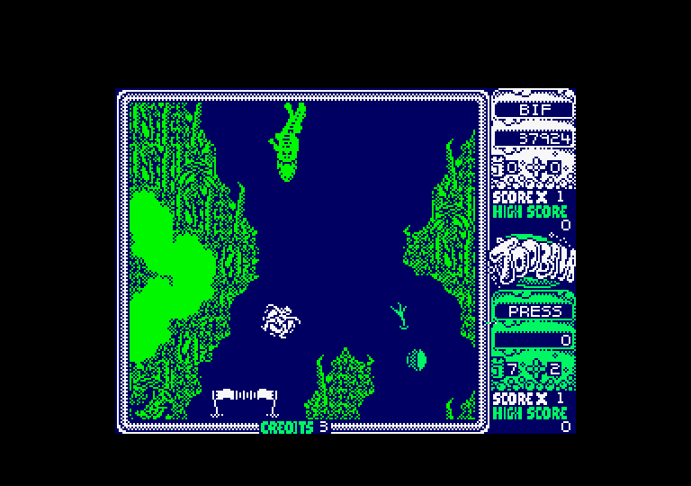 Toobin' Amstrad CPC Screenshot: Another alligator appears...
