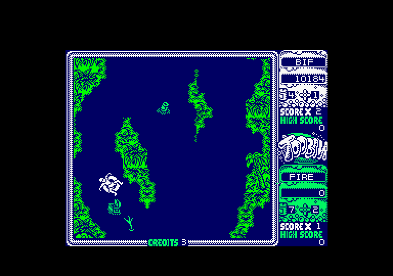 Toobin' Amstrad CPC Screenshot: Picking up a treasure.