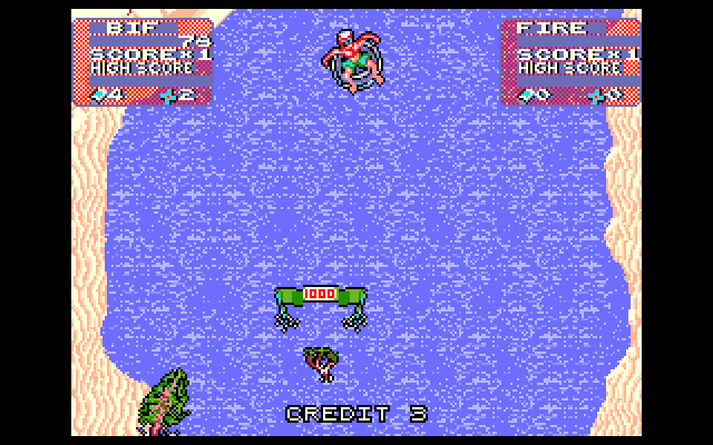 Toobin' IBM PC/Compatibles Screenshot: The game begins.