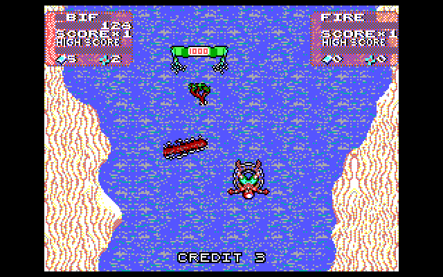 Toobin' IBM PC/Compatibles Screenshot: Floating down the river...