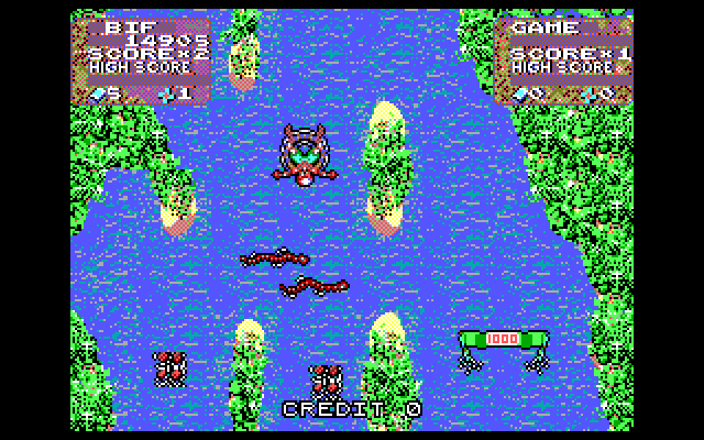 Toobin' IBM PC/Compatibles Screenshot: Sometimes the river splits up...