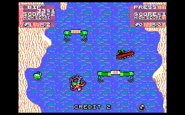 Toobin' IBM PC/Compatibles Screenshot: Oops, I missed the goal posts...