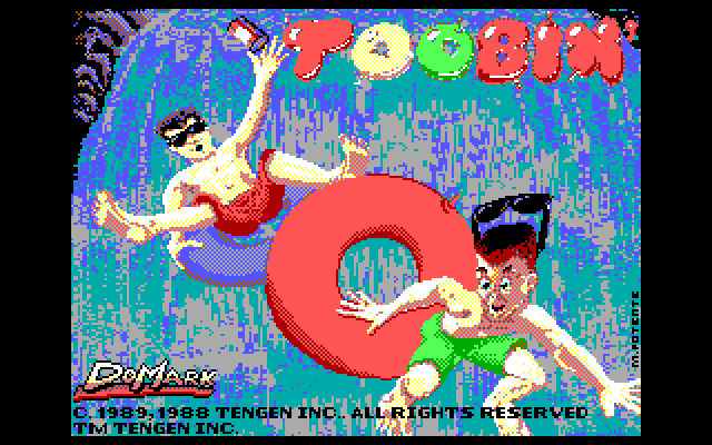 Toobin' IBM PC/Compatibles Screenshot: Title screen.