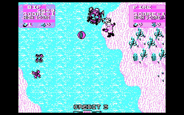Toobin' IBM PC/Compatibles Screenshot: Caught in the corner!