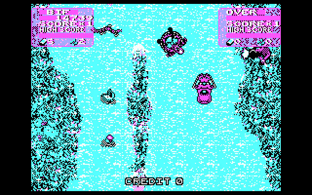 Toobin' IBM PC/Compatibles Screenshot: Avoid the large hippo...
