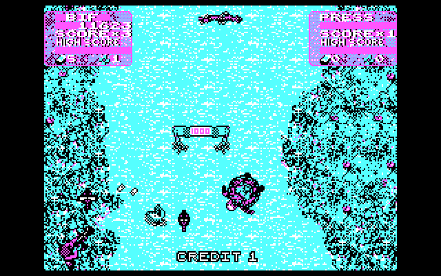 Toobin' IBM PC/Compatibles Screenshot: There are a lot of dangers in the jungle...
