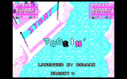 Toobin' for IBM PC/Compatibles - The game title letters bounce up and down while the credits are displayed below.