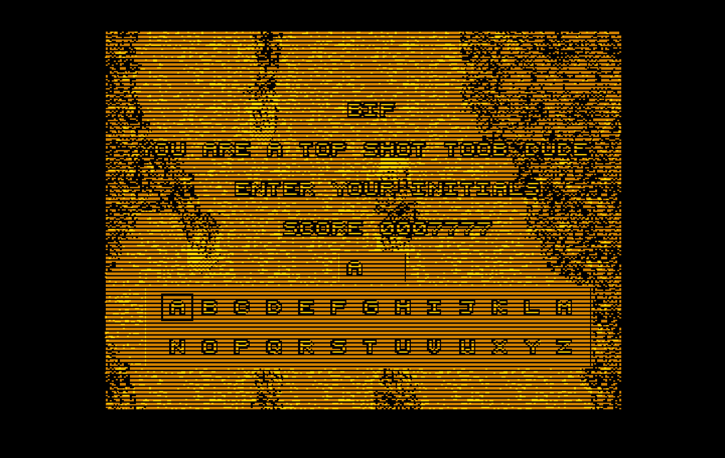 Toobin' IBM PC/Compatibles Screenshot: Game over; enter your initials in the high score table.
