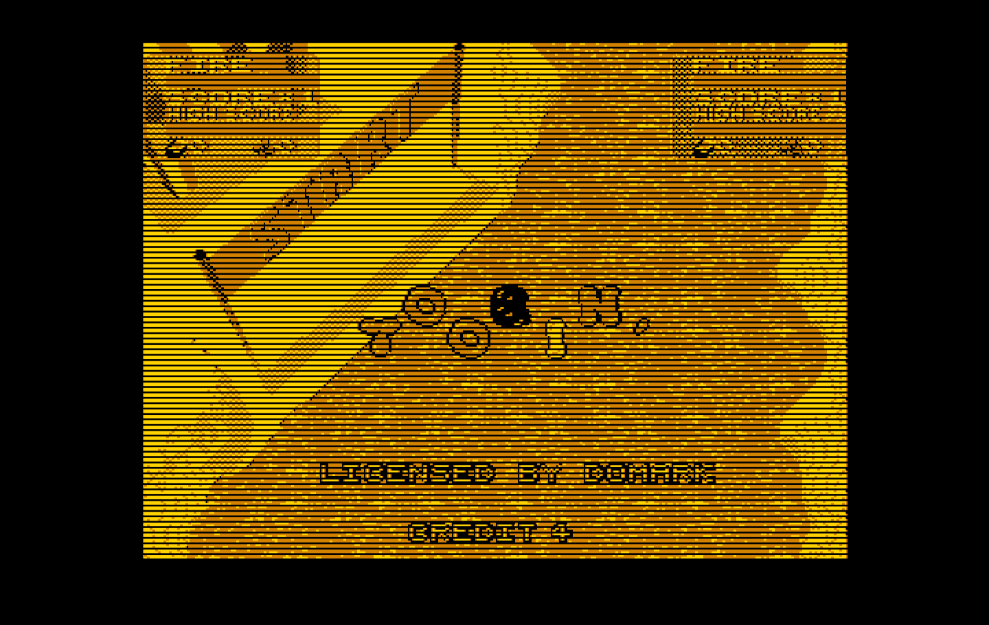Toobin' IBM PC/Compatibles Screenshot: The Toobin' logo bounces up and down while credits are displayed below.
