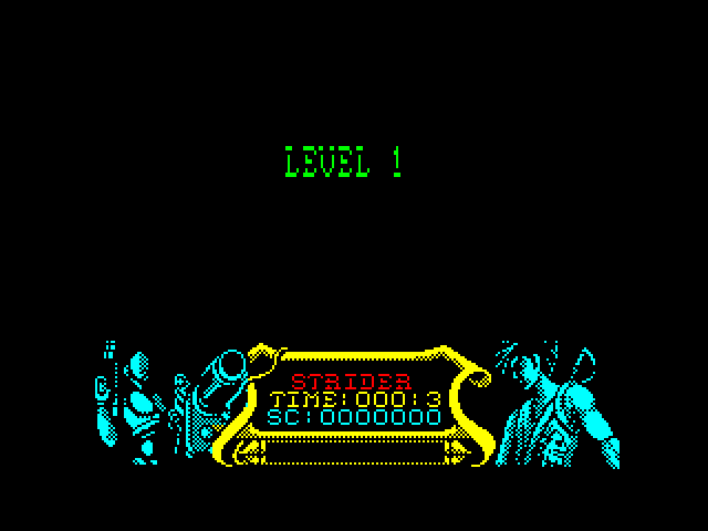 Strider ZX Spectrum Screenshot: Start of level 1.