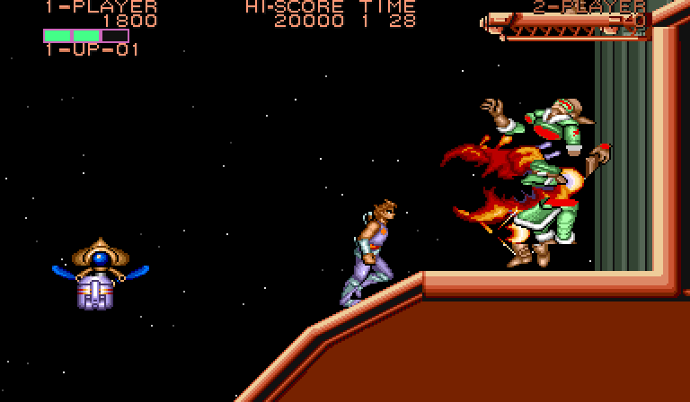Strider Arcade Screenshot: One opponent destroyed...